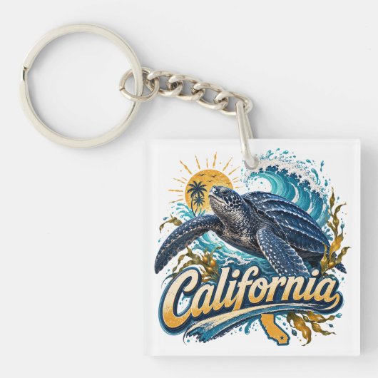 オサガメ カリフォルニア 海岸アート キーホルダー (正面)