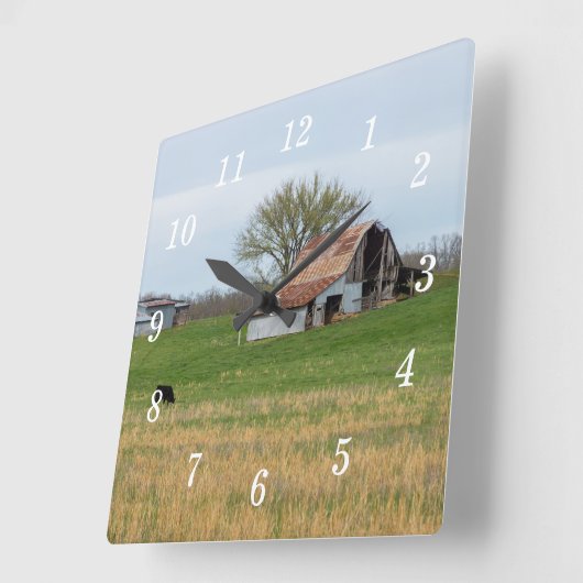 オザークオールドファームウォールクロック スクエア壁時計 (傾斜)