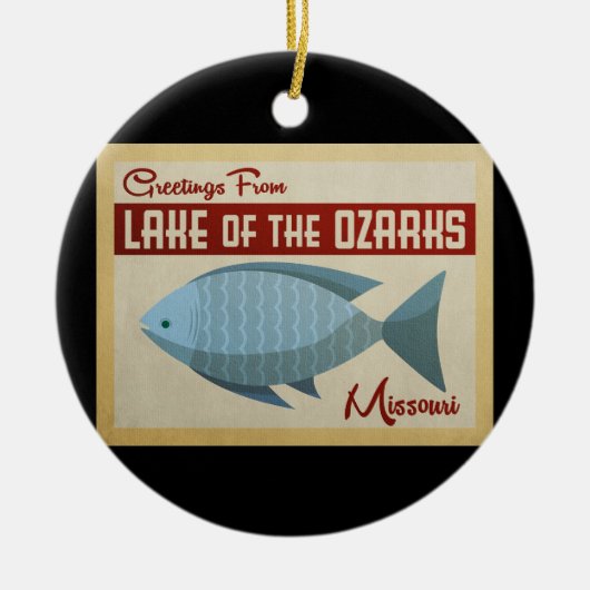 オザークスフィッシュヴィンテージ旅行の湖 セラミックオーナメント (正面)
