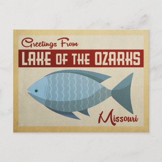 オザークスフィッシュヴィンテージ旅行の湖 ポストカード (正面)
