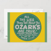 オザークマウンテンズヴィンテージトラベルラベルデザイン ポストカード (正面/裏面)
