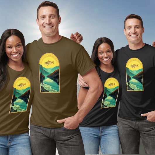 オザークミズーリの湖の風景の魚Tシャツ Tシャツ