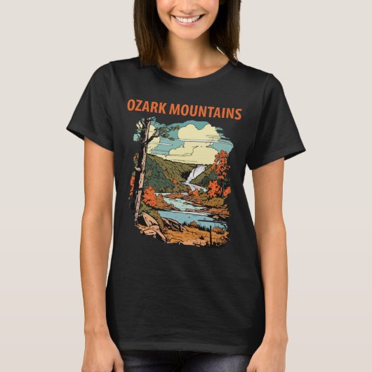 オザーク山脈の川の滝 旅行 Tシャツ (正面)