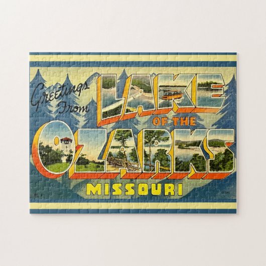 オザーク湖のポストカード 11x14 ジグソーパズル (横)