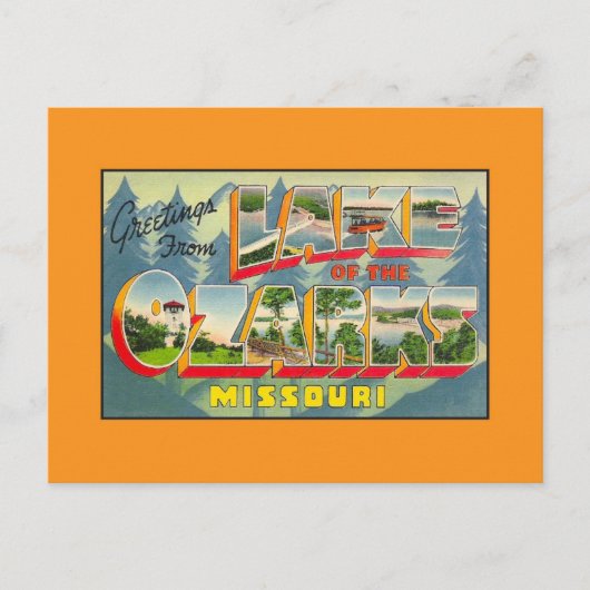 オザーク湖MOからのヴィンテージの挨拶 ポストカード (正面)