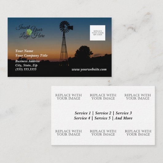 オザーク風車サンセットビジネスカード 名刺 (正面/裏面)