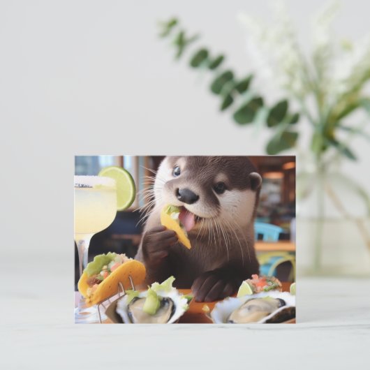 オシおもしろいスター・タコスとマルガリータのオーター ポストカード (スタンド正面)