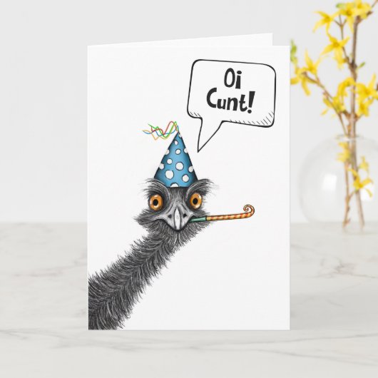 オシおもしろいーEMU誕生日カード カード (黄色い花)