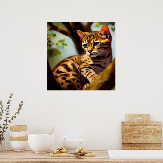 オシカット猫 ポスター (キッチン)