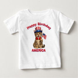 オシキャット子猫 (1クォーター) 愛国的な子供用Tシャツ ベビーTシャツ