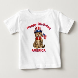 オシキャット子猫 (1クォーター) 愛国的な子供用Tシャツ ベビーTシャツ