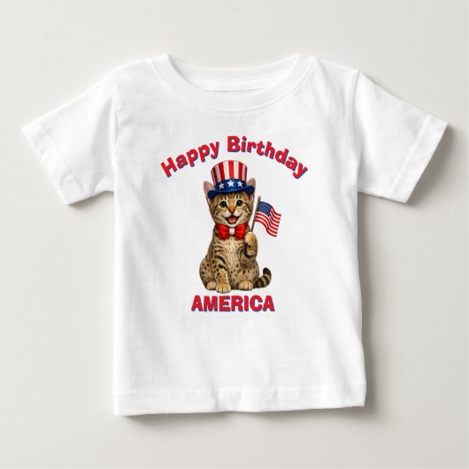 オシキャット子猫 (1クォーター) 愛国的な子供用Tシャツ ベビーTシャツ (正面)