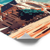 オシジッククロアアートヴィンテージトラベルイラストレーション ポスター (角)