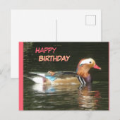 オシドリの誕生日ポストカード ポストカード (正面/裏面)