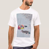オシドリ,小原古邨マンダリンダック,大原小村,浮世絵 Tシャツ (正面)