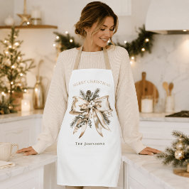 オシャレなクリスマスボウの名入れデザイン エプロン