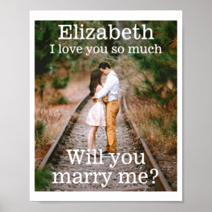 オシャレなテキストでプロポーズ Marriage Proposal ブラックTシャツ  ポスター