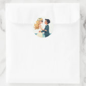 オシャレな海辺のラブステッカー ラウンドシール (バッグ)