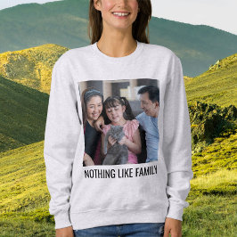 オシャレな黒とグレーの猫ママファミリー ペット 写真入りカスタムTシャツ スウェットシャツ