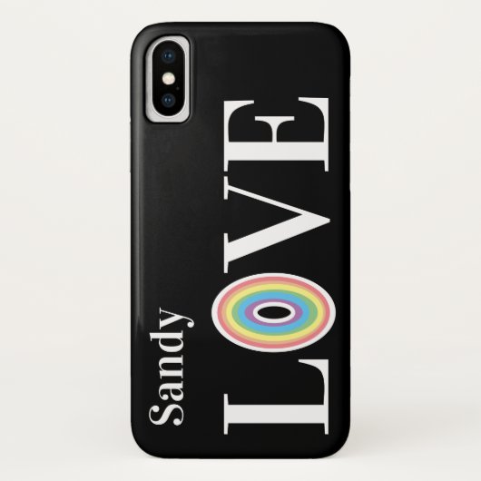 オシャレな黒にモダンな愛の虹 Case-Mate iPhoneケース (裏面)
