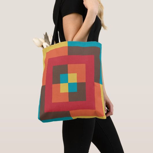 オシャレな5色のスペクトル トートバッグ (クローズアップ)