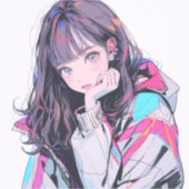 オシャレなJKシール｜寿司娘 Seal  Sticker GenerativeAI シール (正面)