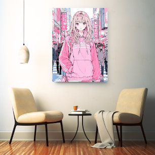 オシャレなPinkアートパネル|寿司娘 GenerativeAI キャンバスプリント