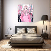 オシャレなPinkアートパネル｜寿司娘 GenerativeAI キャンバスプリント