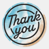 オシャンビーチテーマありがとうステッカー ラウンドシール (正面)