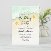 オシャンビーチトロピカルウォーターカラー5歳誕生日 招待状 (スタンド正面)