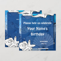 オシャンビーチバースデーパーティー シーシェル カスタム インビテ