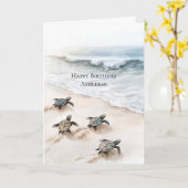 オシャンビーチ沿いの海ガメ カード (黄色い花)