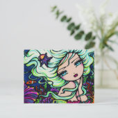 オシャン コーラル リーフ スターフィッシュ マーメイド ファンタジー ポストカード (スタンド正面)