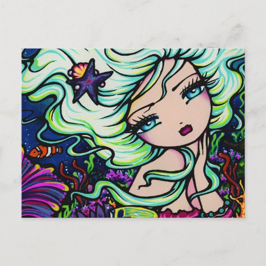 オシャン コーラル リーフ スターフィッシュ マーメイド ファンタジー ポストカード (正面)