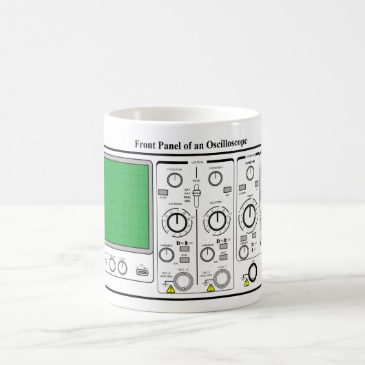 オシロスコープの電圧テスターのフロント・パネル コーヒーマグカップ (中央)