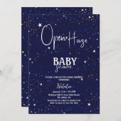 オシンプルンプハウスネイビーブルースターズ赤ちゃんシャワー 招待状 (正面/裏面)