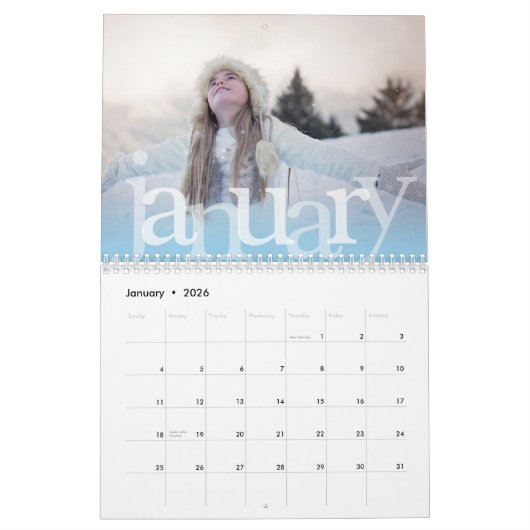 オシンプルーバーレイファミリ写真カレンダー カレンダー (1月 2026)