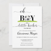 オシンプルーボーイサッカー少年ベイビーシャワー招待状 招待状 (正面)