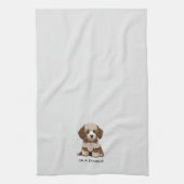 オシージョードルパピー「私はドードルだ」かわいい キッチンタオル (縦)