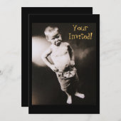 オジサンみたいな不機嫌な少年のパーティー招待状 招待状 (正面/裏面)