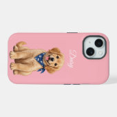 オジテイルドペットフォト 名前付き Blossom Pink  iPhone 15ケース (裏面横)