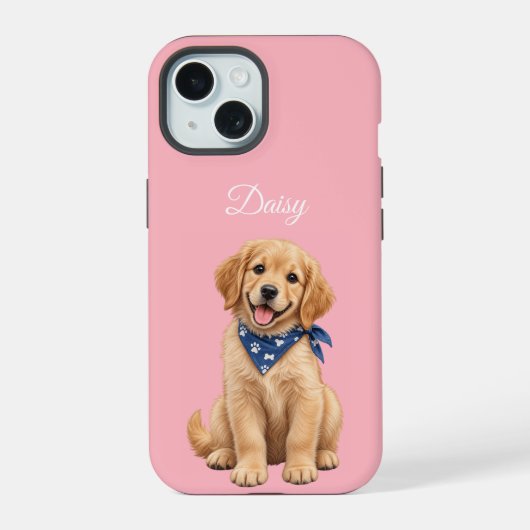 オジテイルドペットフォト 名前付き Blossom Pink  iPhone 15ケース (裏面)