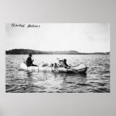 オジバインディアンがカヌー写真の湖を渡る ポスター (正面)