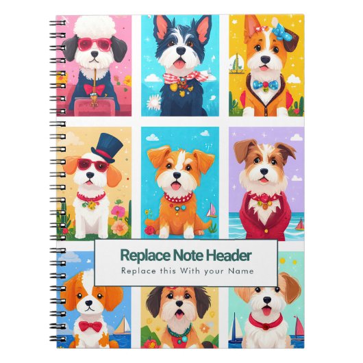 オジプションカラフル かわいい犬 ノート (正面)