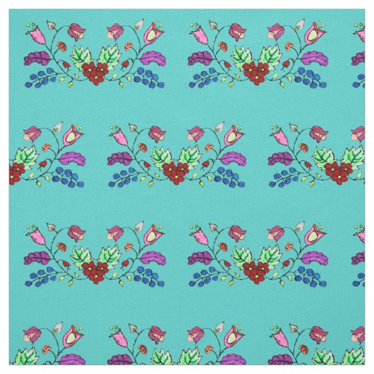 オジベターコイズ花柄 ファブリック (見本)