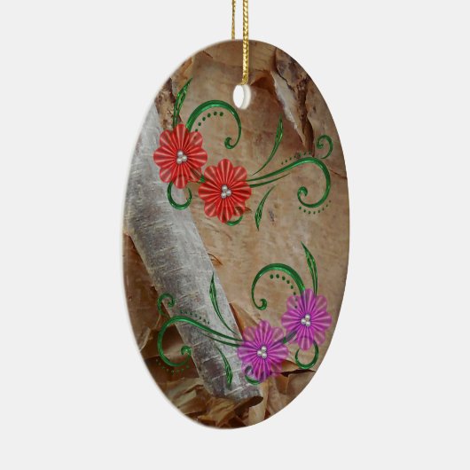 オジベユニークフローラル柄クリスマスの装飾 セラミックオーナメント (右)