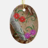 オジベユニークフローラル柄クリスマスの装飾 セラミックオーナメント (裏面)