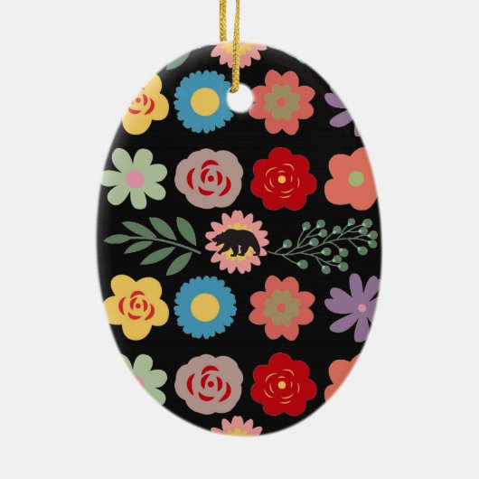 オジベユニークーフローラがクリスマスの飾り付けを飾る セラミックオーナメント (裏面)