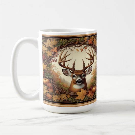 オジロジカと紅葉 コーヒーマグカップ (左)