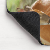 オジロ鹿の木びき台および子鹿の結合 マウスパッド (コーナー)